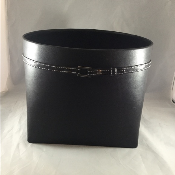 Round Leather Felt Lined Office Waste Pale